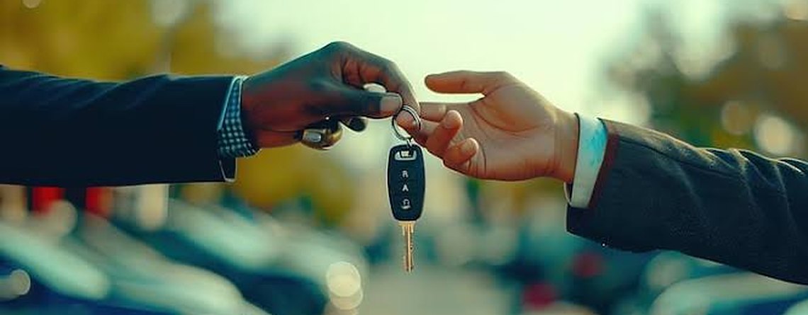 Car keys being handed over at a dealership