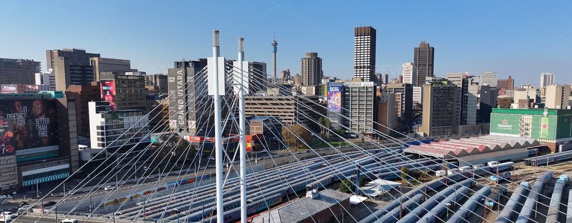 Johannesburg skyline and Nelson Mandela Bridge